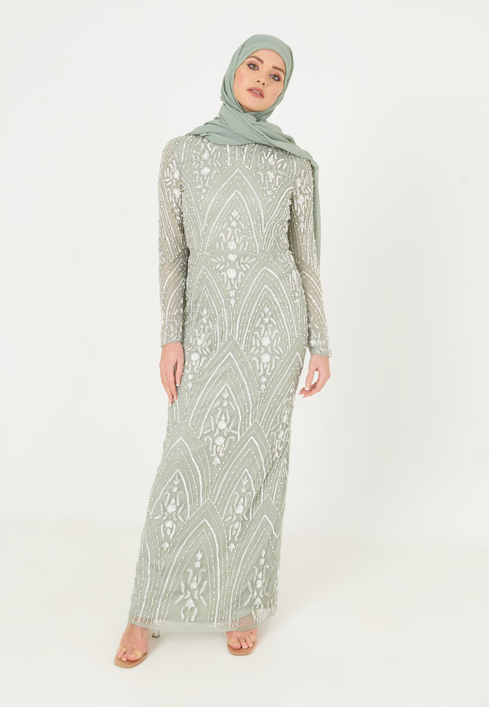 Samiya Embellished Sequin Maxi Dress