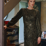 Lujen Embellished Sequin Maxi Dress | MTZ250712