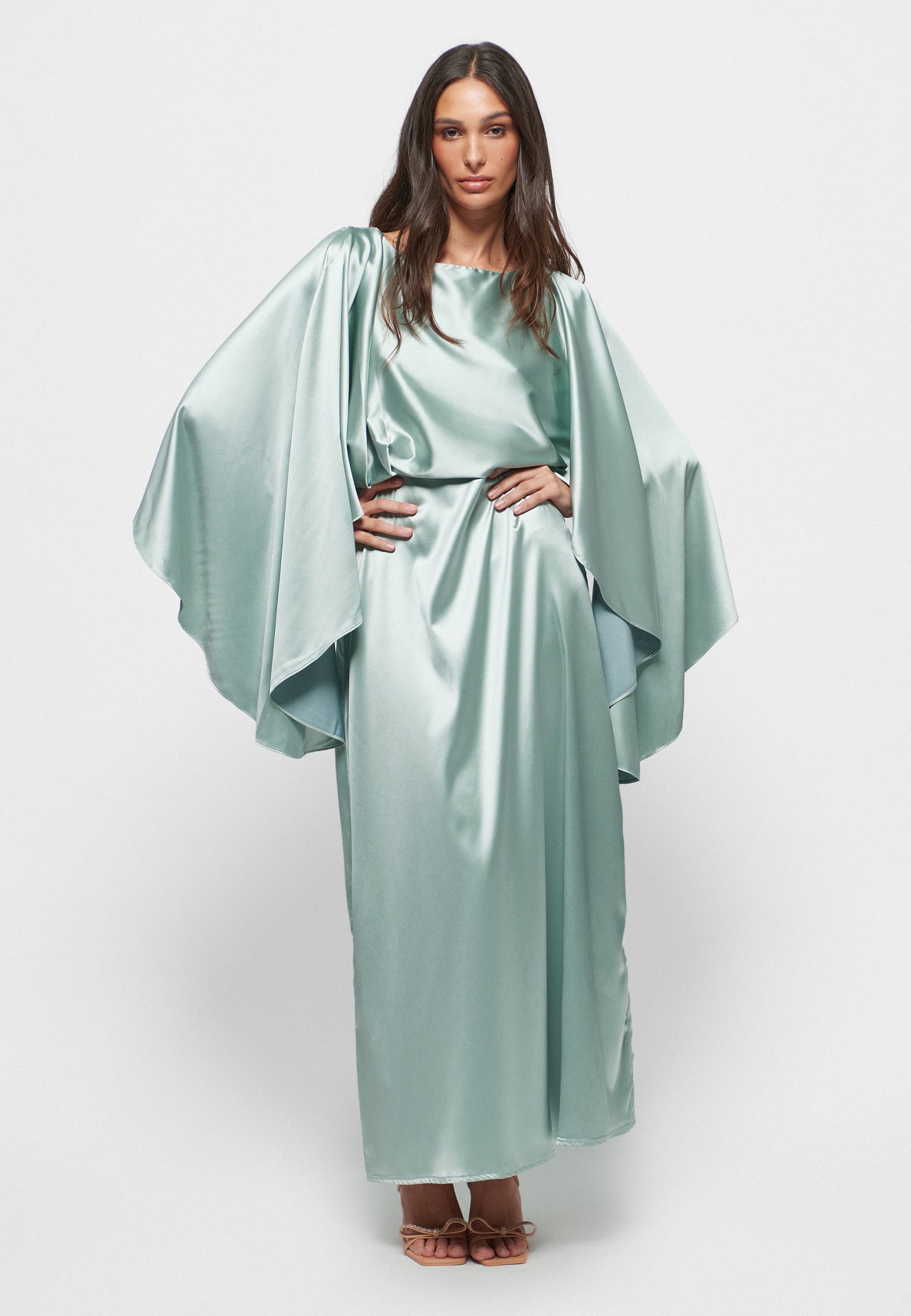 satin abaya dresses Two-piece Satin Abaya