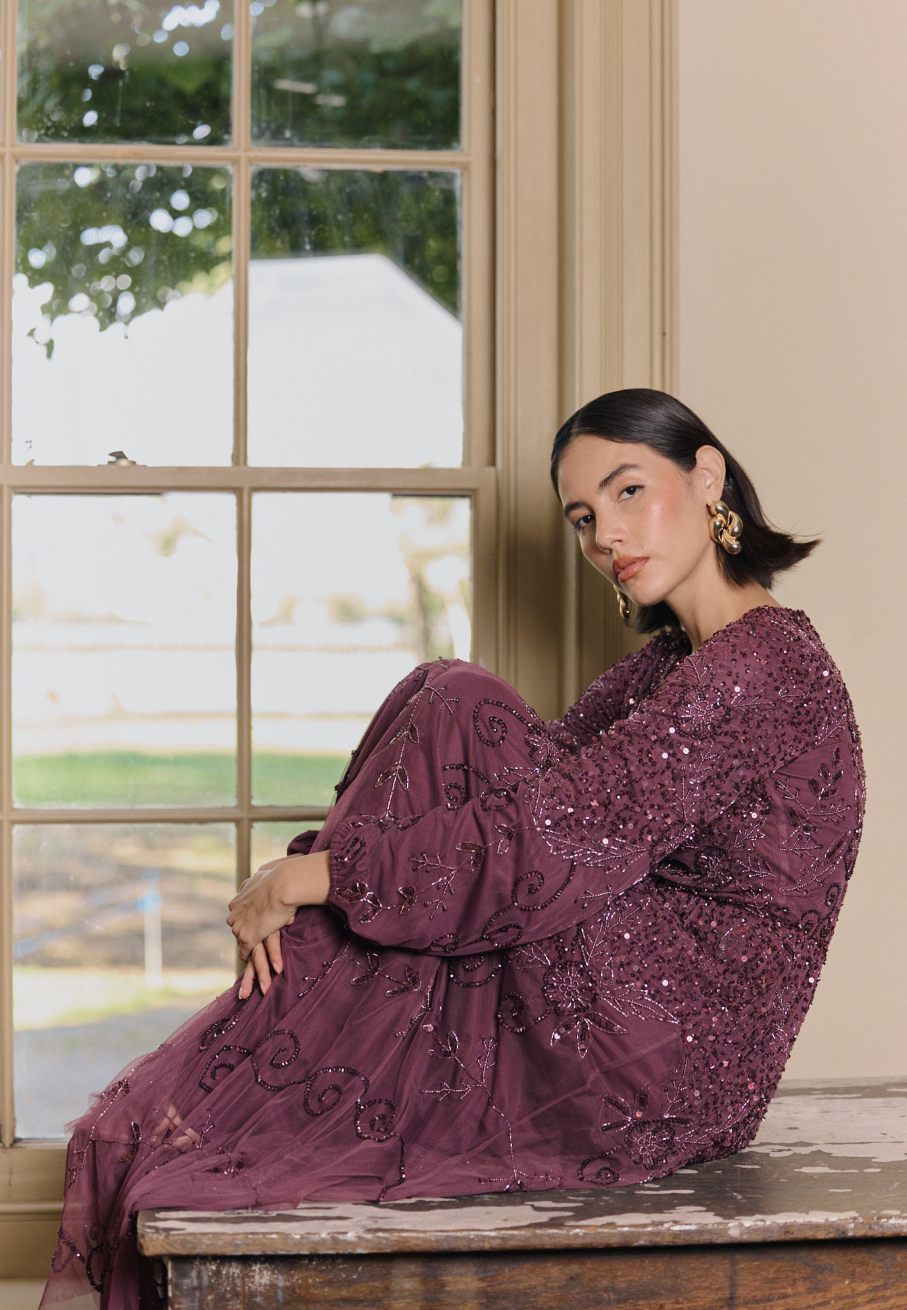 Tiana Embellished Sequin Maxi Dress | MTZ250715