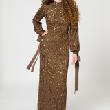 Nayal Modest Embellished Sequin Maxi Dress | MTZ250403