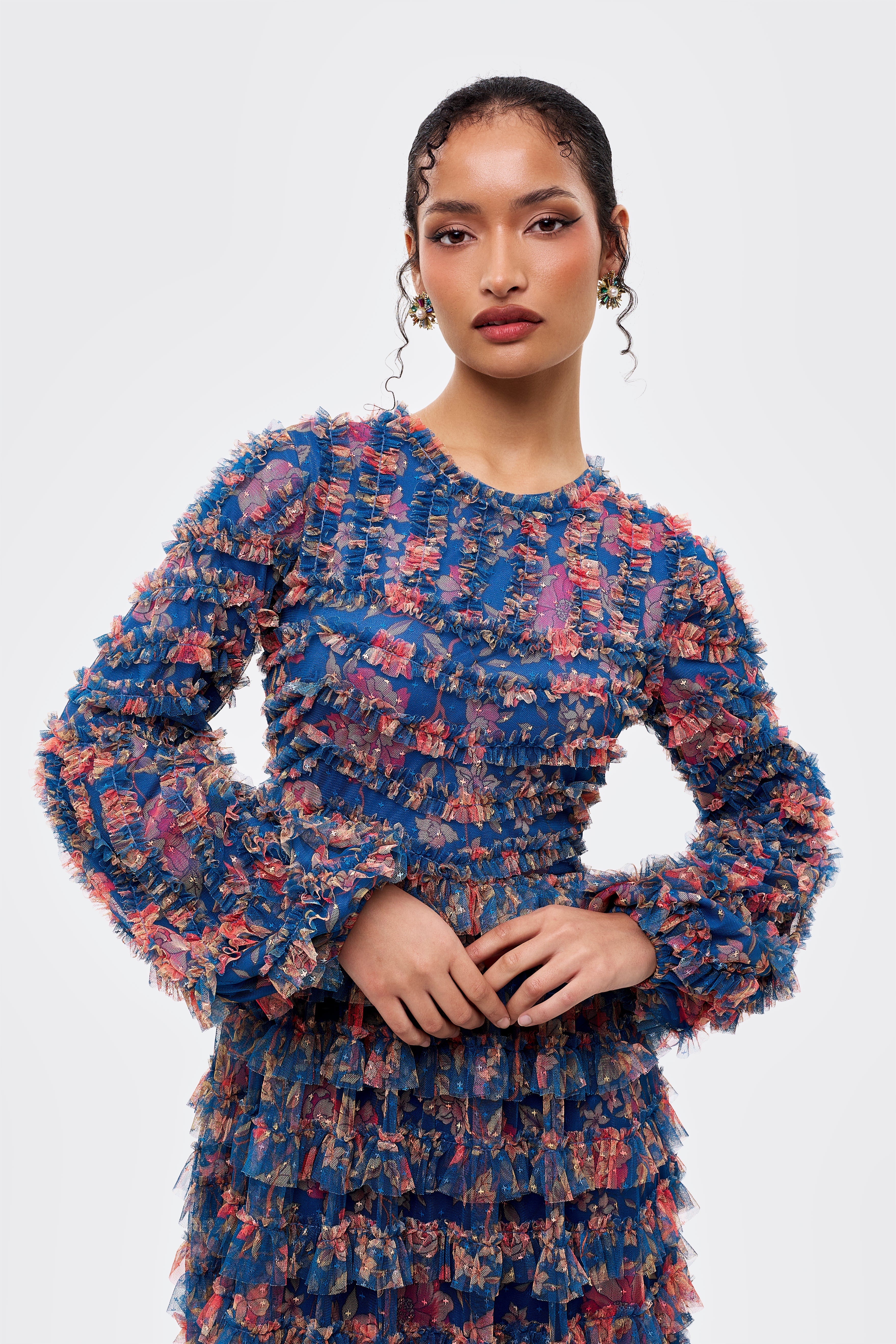 Rose Modest Ruffle Maxi Dress | MTZ260215