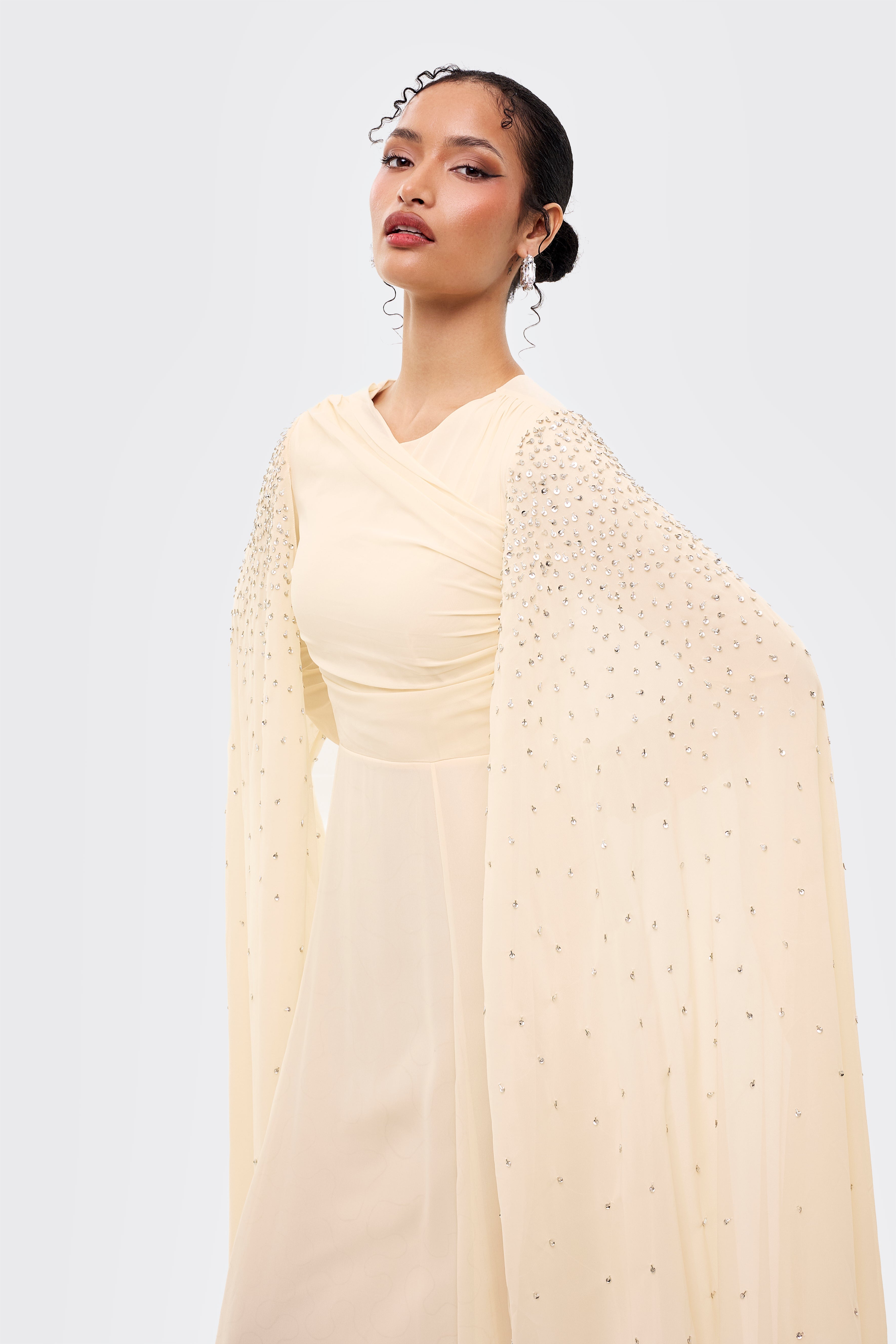 cream sequin maxi dress Cream Sequin Bust Cut Out Knitted Maxi Dress
