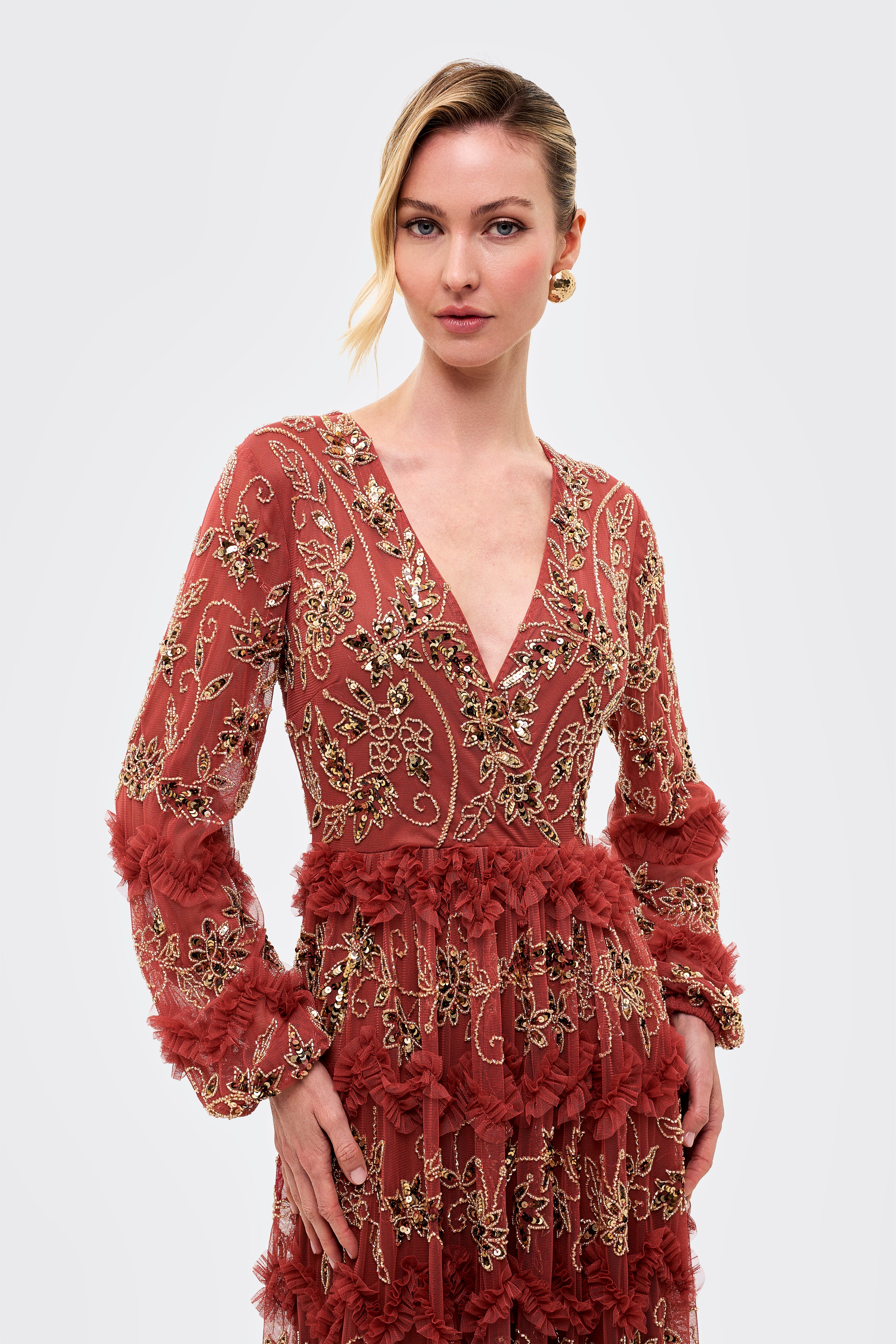 Clarisse Embellished Sequin Maxi Dress | BTZ260117