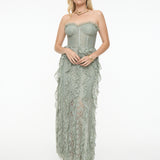 Janel Lace Frill Maxi Dress | BTZ25417