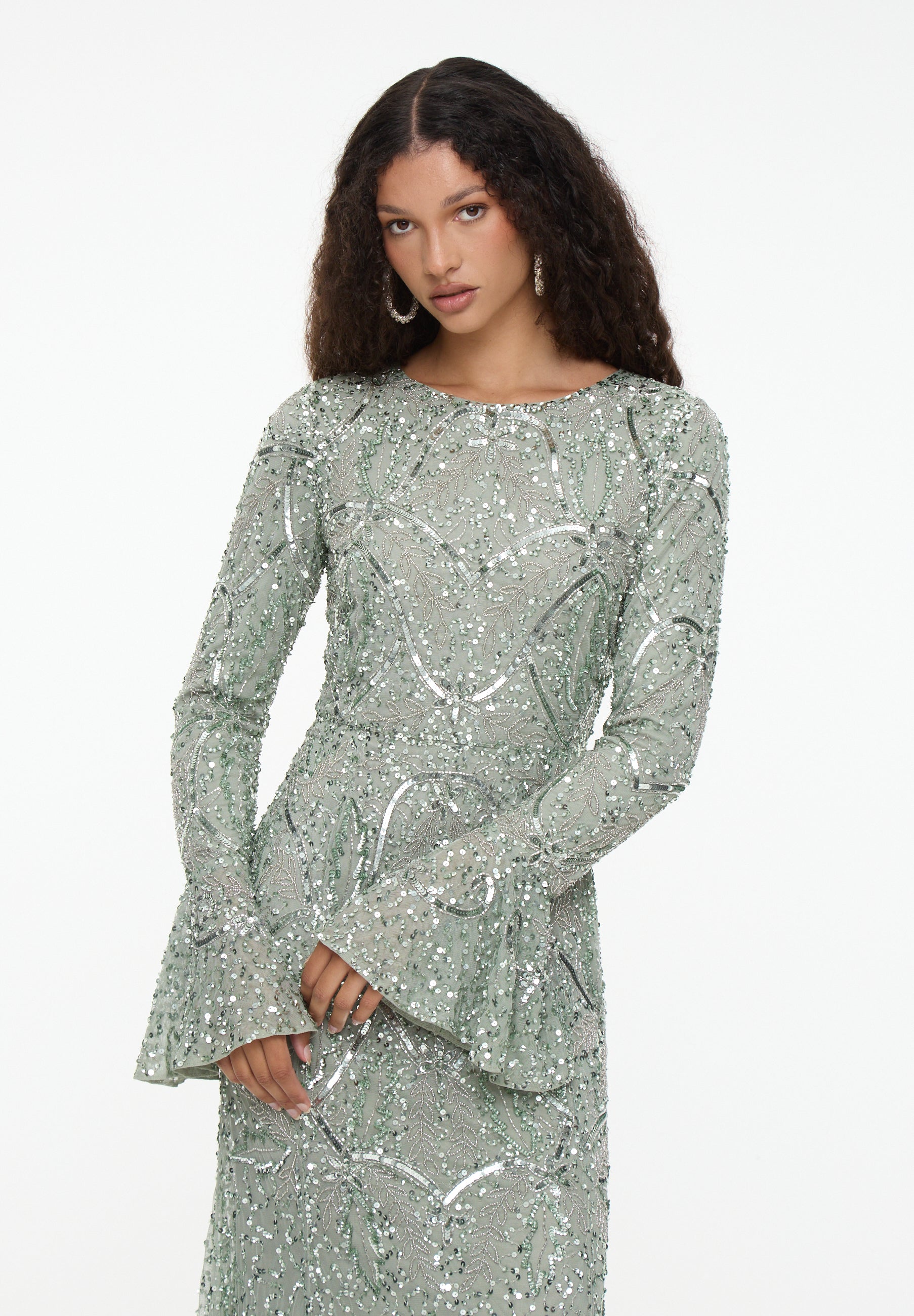 Huda Modest Embellished Sequin Maxi Dress | MTZ250810