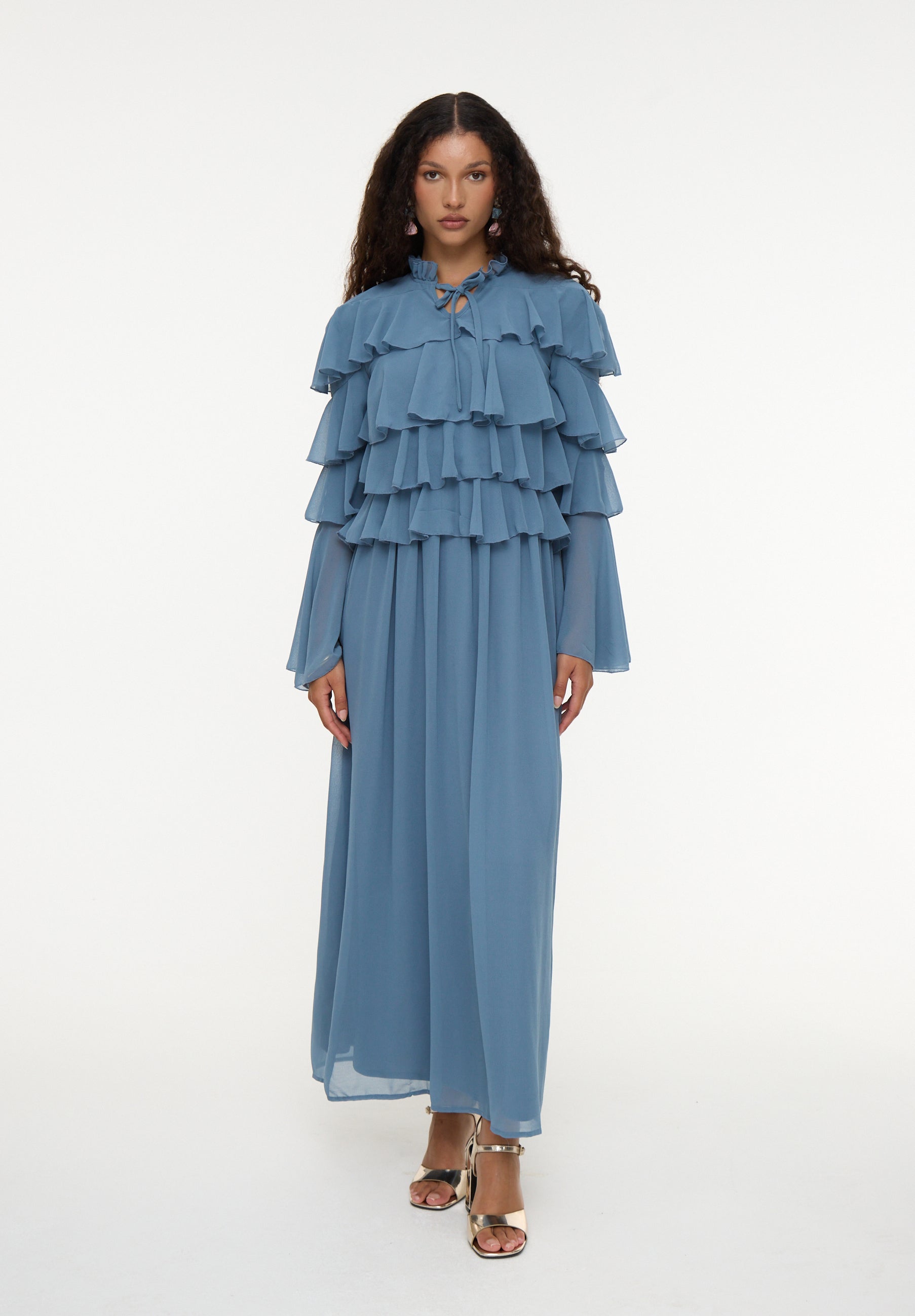 Noora Modest Ruffle Maxi Dress | MTZ250125
