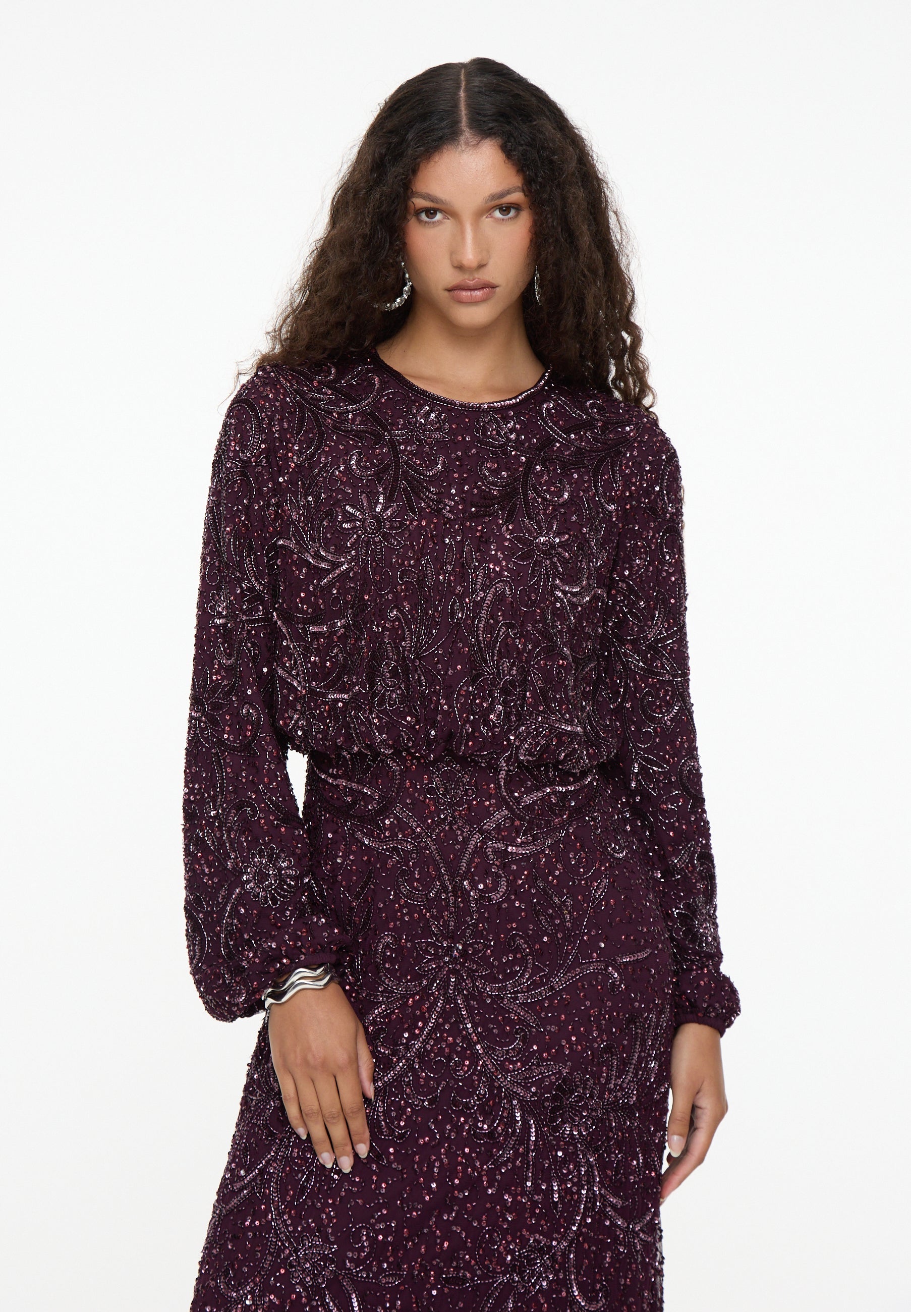 Elara Modest Sequin Maxi Dress | MTZ260906