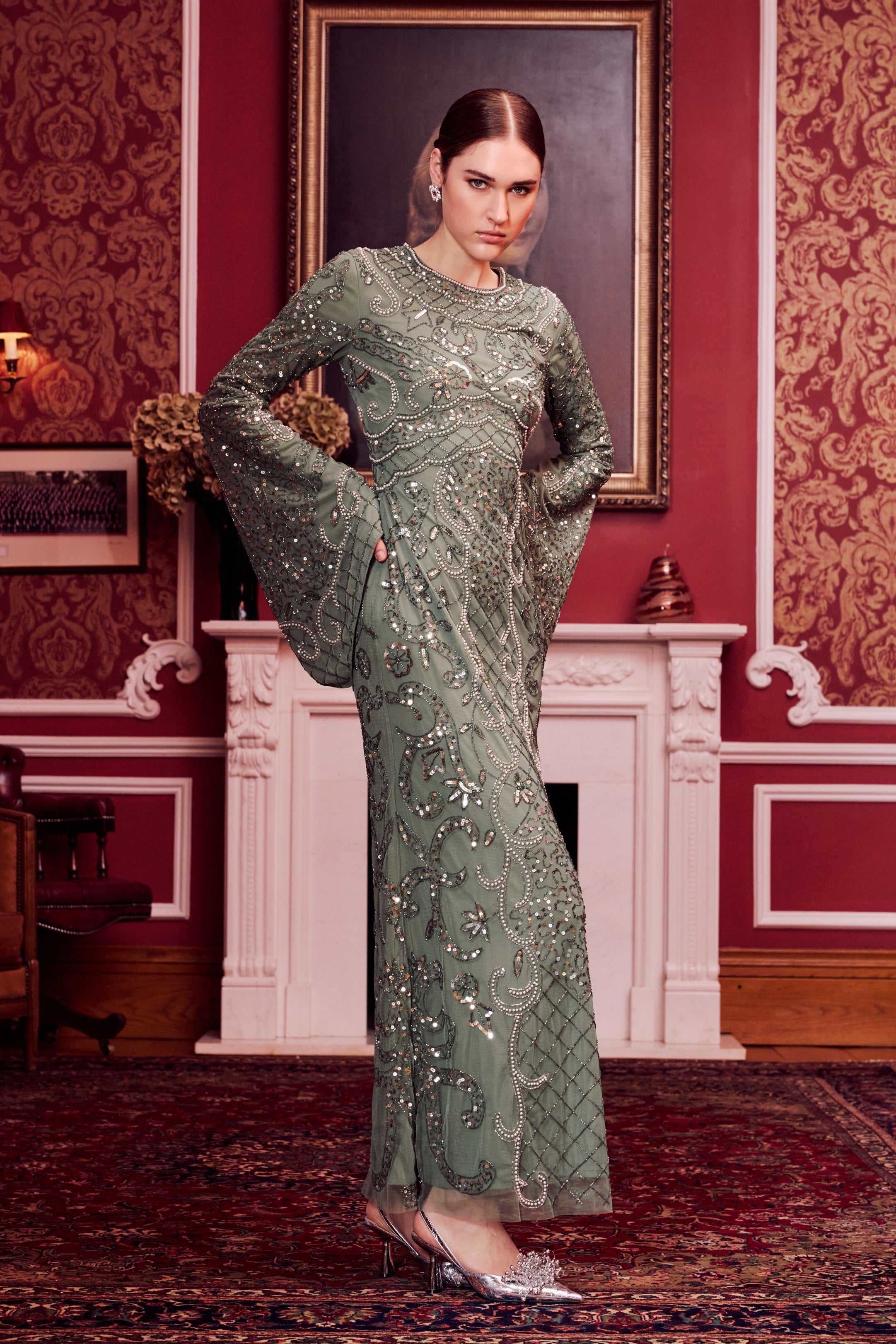 modest glitter dress Raya Modest Sequin Maxi Dress