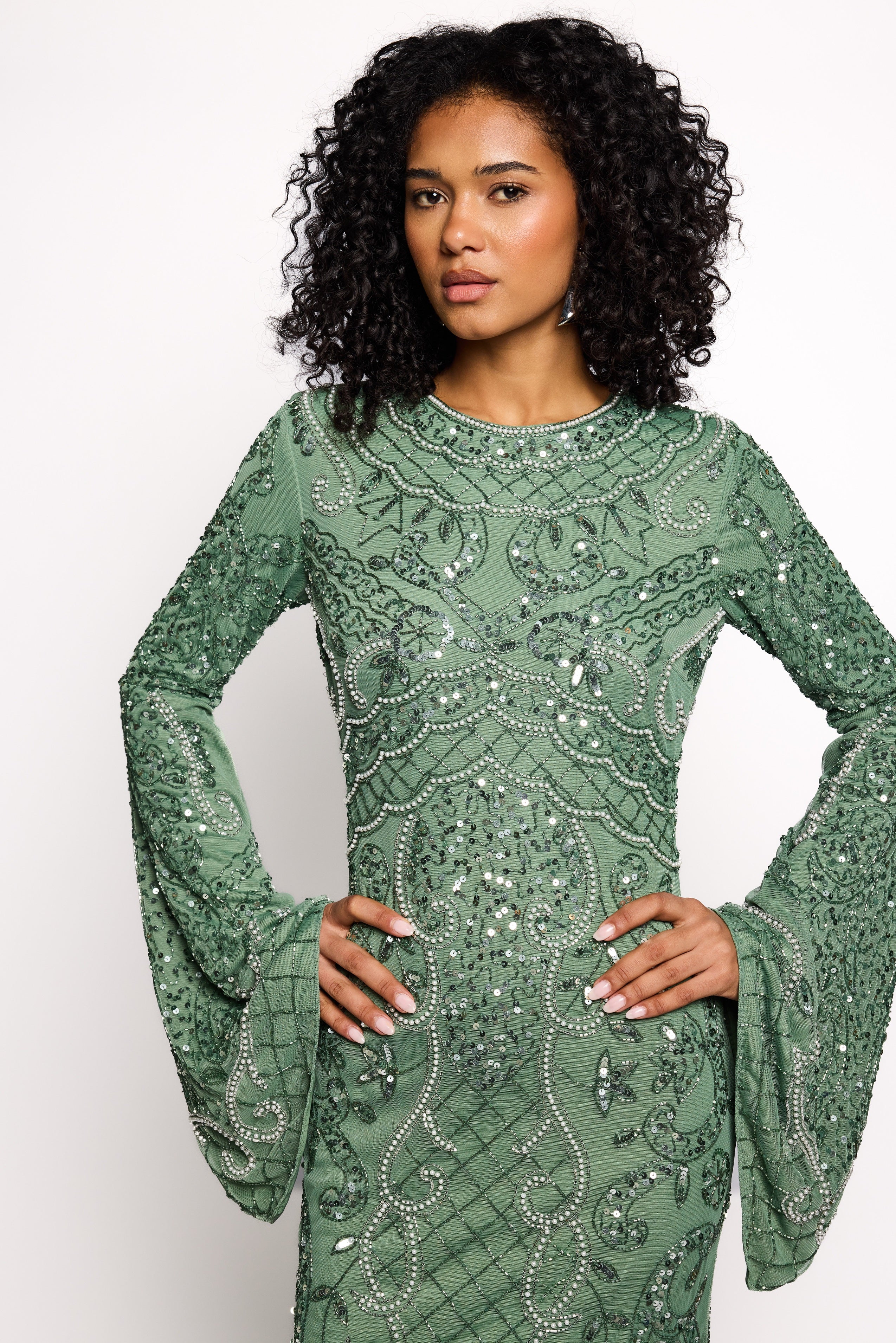 Kamel Modest Sequin Maxi Dress | MTZ260109