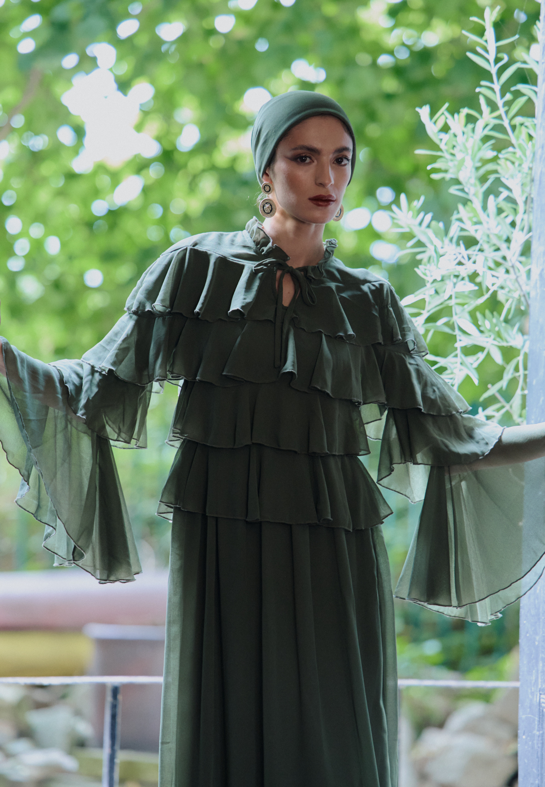 luisa ruffle maxi dress Bronx and Banco Luisa Belted Ruffle Maxi Dress