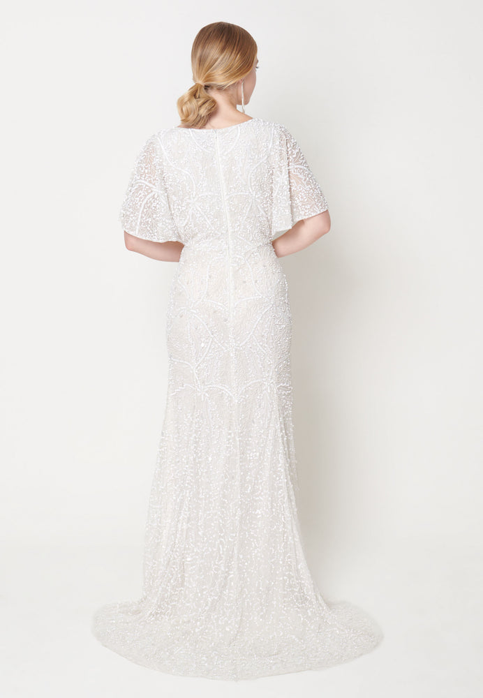
                  
                    Leah Bridal Embellished Sequin Dress With Tail
                  
                