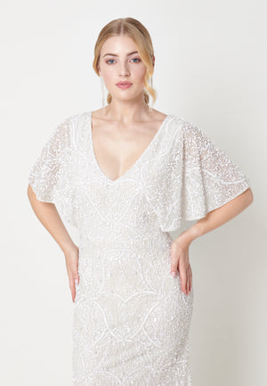
                  
                    Leah Bridal Embellished Sequin Dress With Tail
                  
                