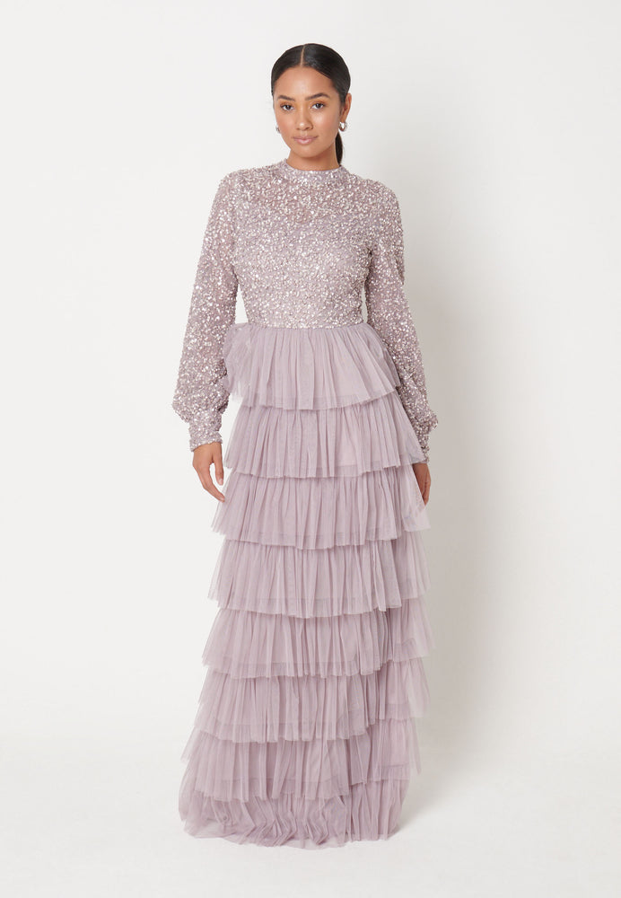 
                  
                    Meeri Modest Embellished Sequin Dress With Frill Bottom
                  
                