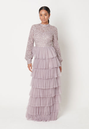 
                  
                    Meeri Modest Embellished Sequin Dress With Frill Bottom
                  
                