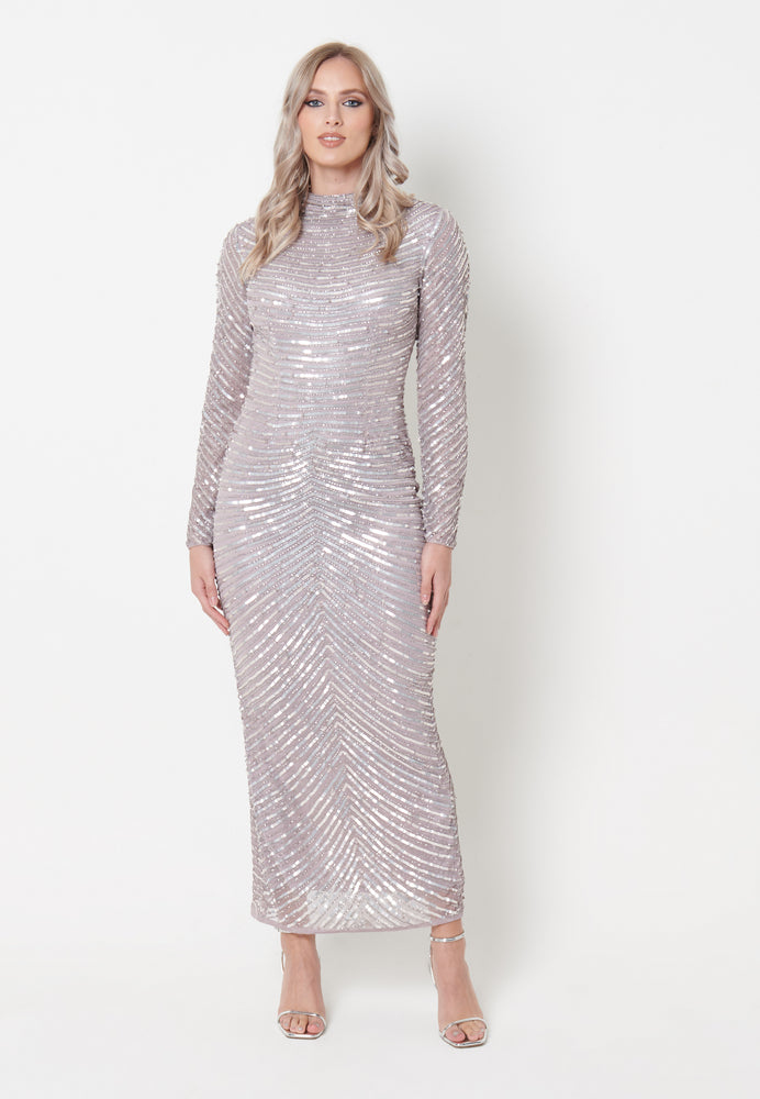 Neva Modest Embellished Sequin Dress